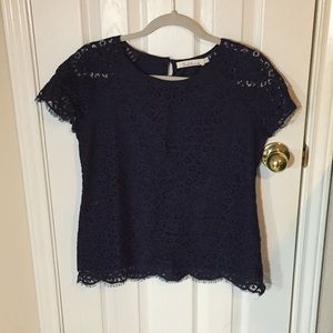 Navy Blue Lace Blouse